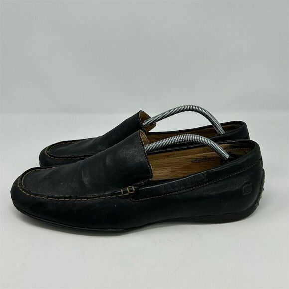 Born Men\'s Black Leather Driving Loafers Size 12 Casual Slip On Shoes